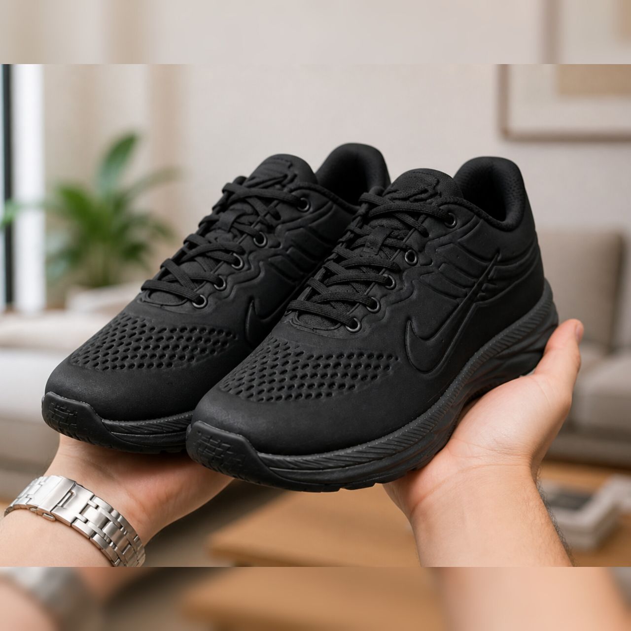 کفش ورزشی نایک مشکی زیره مشکی مدل Rota